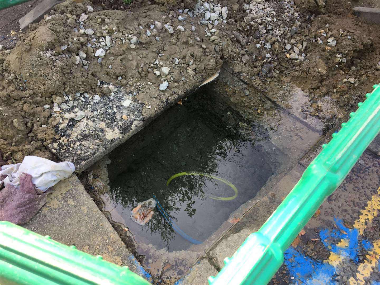 The site of the water leak in New Dover Road, Canterbury