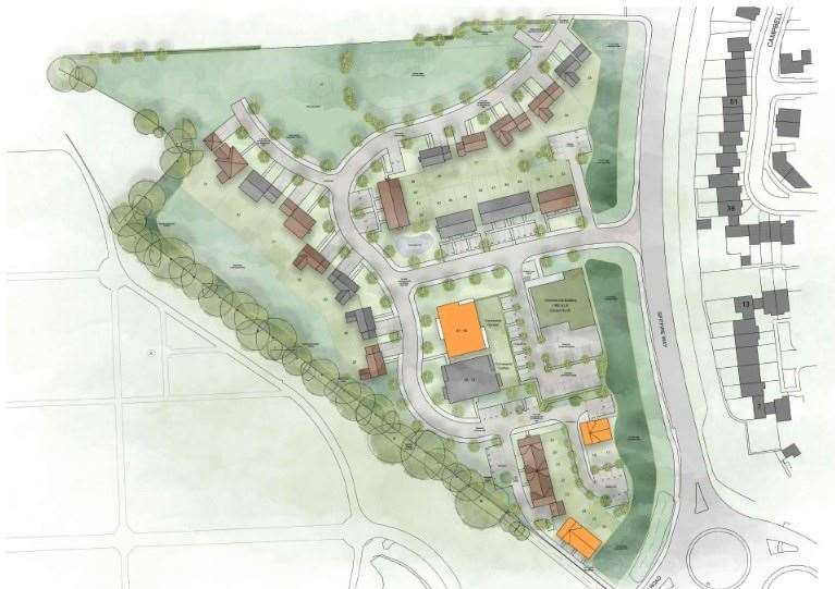 How the housing estate on the edge of Hawkinge would be laid out, if agreed by FHDC. Picture: Kent Design Studio