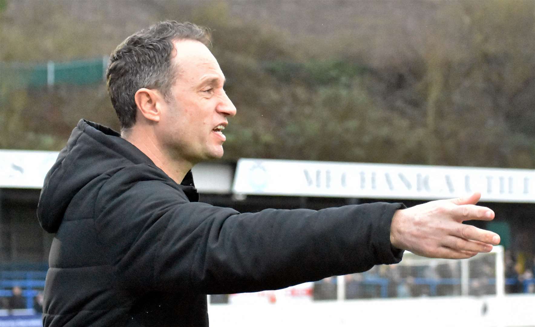 Dover boss Jake Leberl watches his side suffer a 2-1 derby defeat to Dartford. Picture: Randolph File