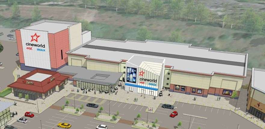 How the Ashford cinema could look from above, featuring the new entrance and extension to the left