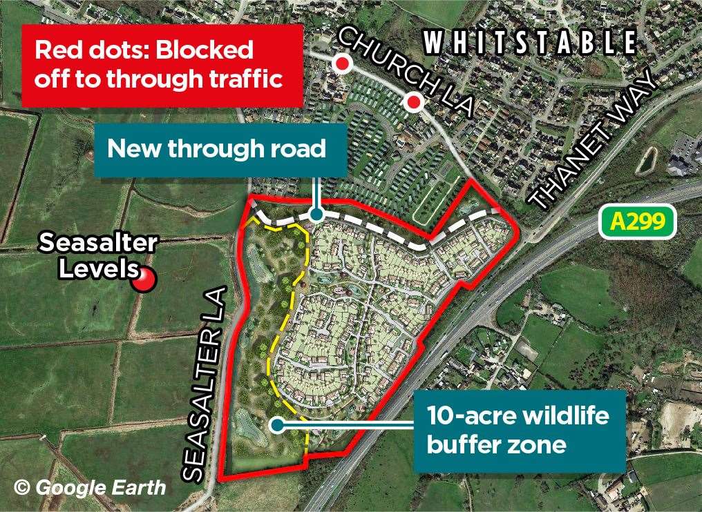 The masterplan for the new Whitstable estate and Church Lane bypass