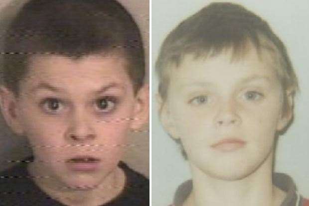 Tyler Williams, right, aged 13, and brother Shamen Williams, left, aged 10, were given ASBOs in 2003. Picture: Kent Police