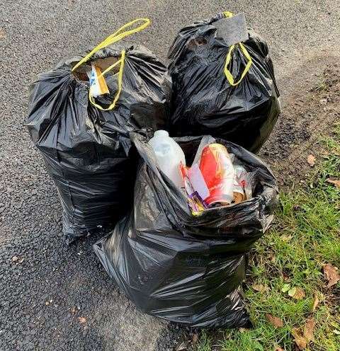 Heather Woodcock cleaned up three black sacks full of litter found on the verges in Oak Grove Lane