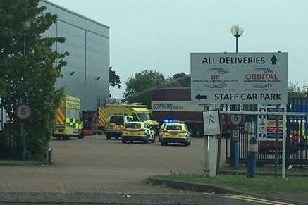Emergency vehicles are at Orbital Park
