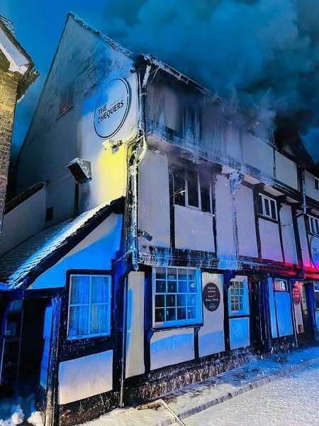 The scene at the pub. Picture via Chequers Inn Facebook