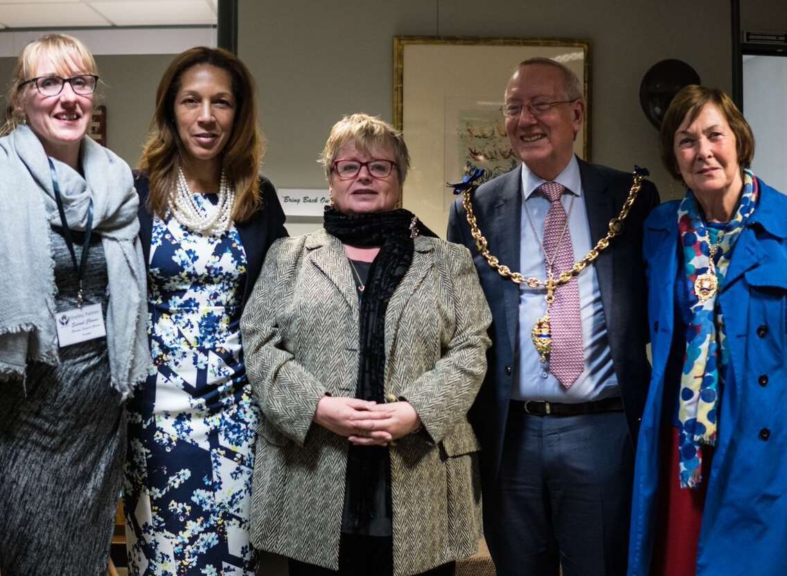 From left, trustee Shelley Palmer, MP Helen Grant,founder Penny Keevil, Cllr Derek Butler and his wife Mary at the opening of Maidstone Community Hub