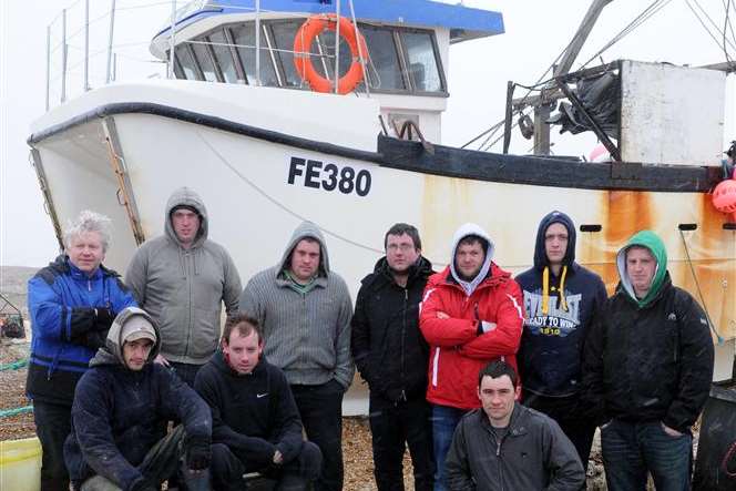 Fishermen's protest at Dungeness against fishing ban by DEFRA