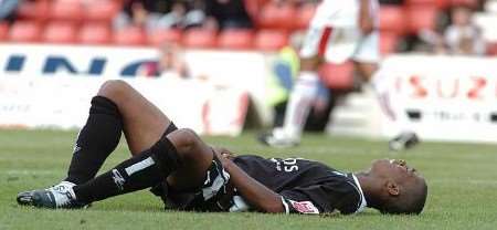 Byfield injured his knee in Saturday's game at Stoke. Picture: GRANT FALVEY