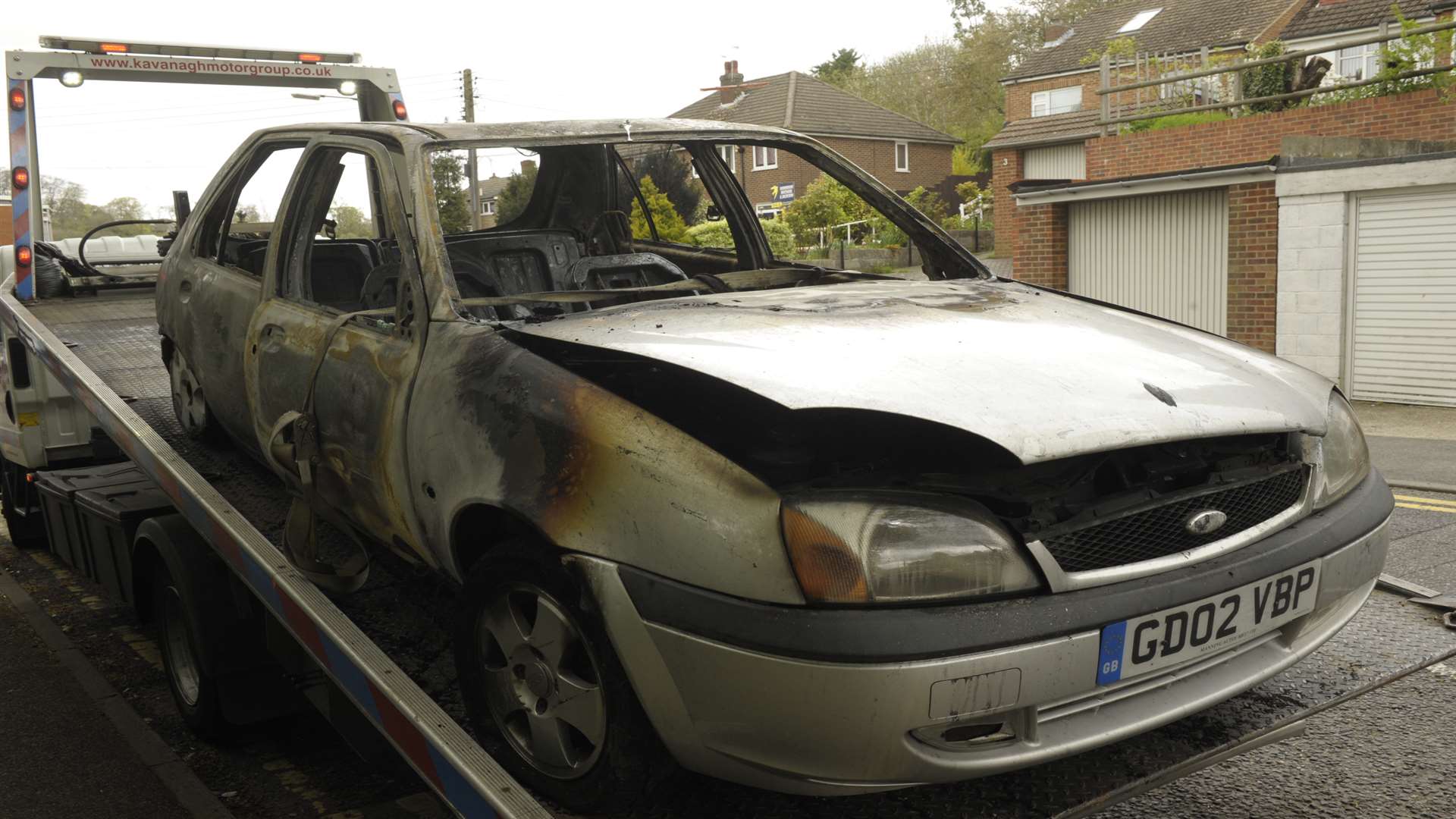 A burnt out car in Boxley Road, Walderslade