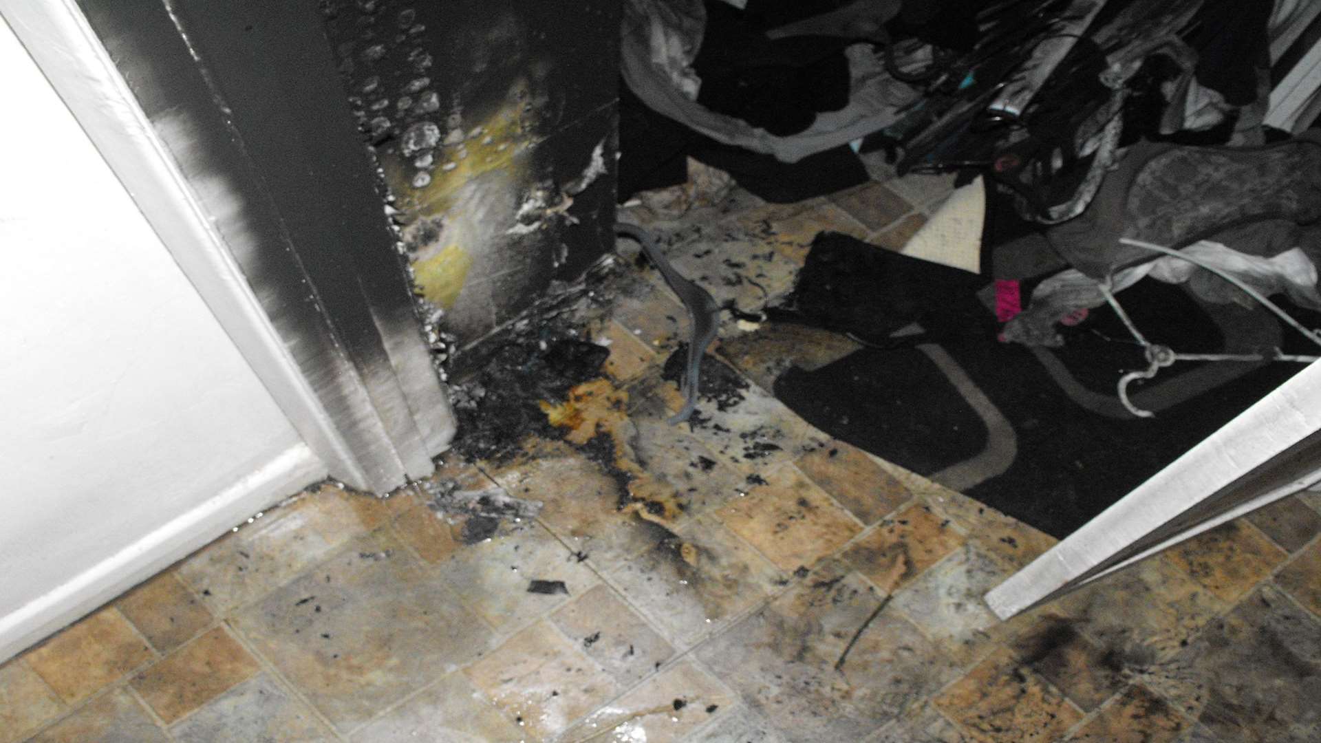 Smoke damage caused by the fire after a dehumidifier caught alight
