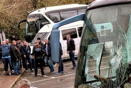 A coach was damaged and police called at Junction 8 services. Picture: @bat020