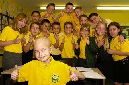 Jake Elphick-Cox with classmates at Warren Wood Primary School, Arethusa Road, Rochester