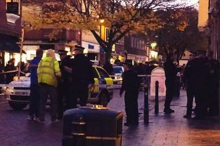 Armed police descended on Canterbury city centre. Picture: Jack Young