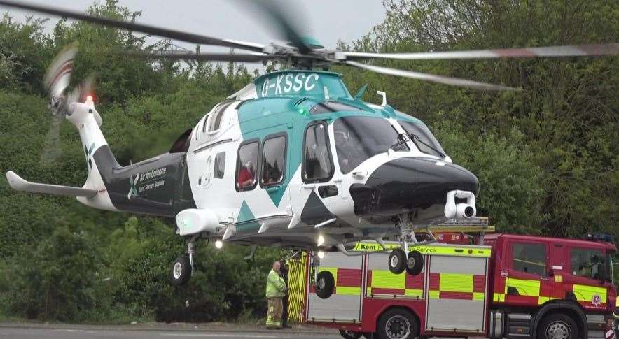 M2 crash at Medway Services sees air ambulance land and two men arrested