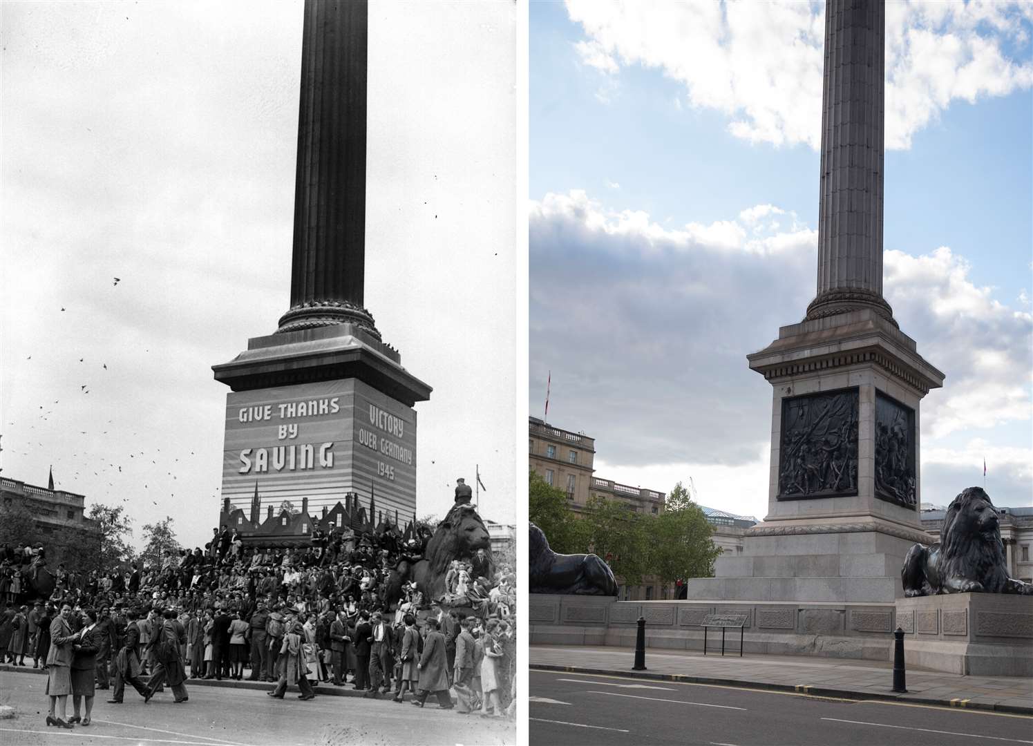 Then and now – scenes in Trafalgar Square (PA)