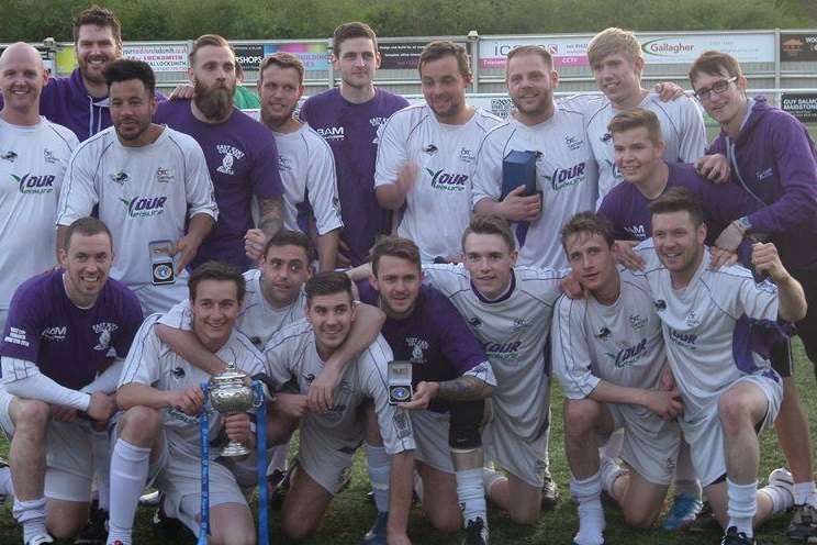 Luke Williams, far right with the purple top, with his East Kent College Football Club teammates