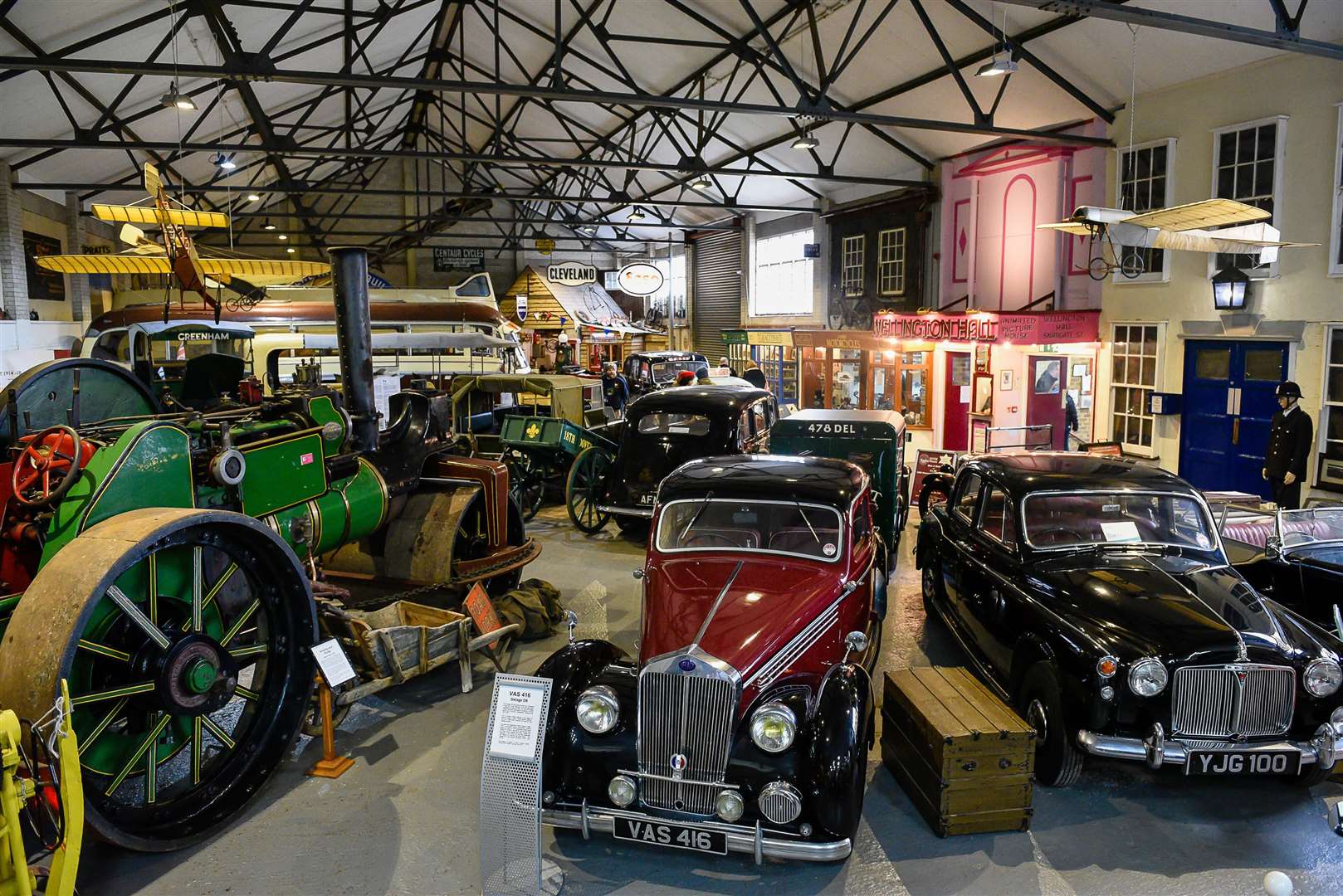 The main hall is packed with exhibits, in pride of place, the rare Delage D6 stands next to a 1960s Rover P5