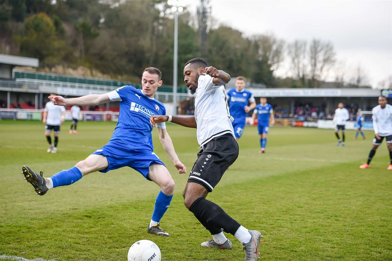 Dover Athletic in action against Chesterfield before the league season was halted Picture: Alan Langley