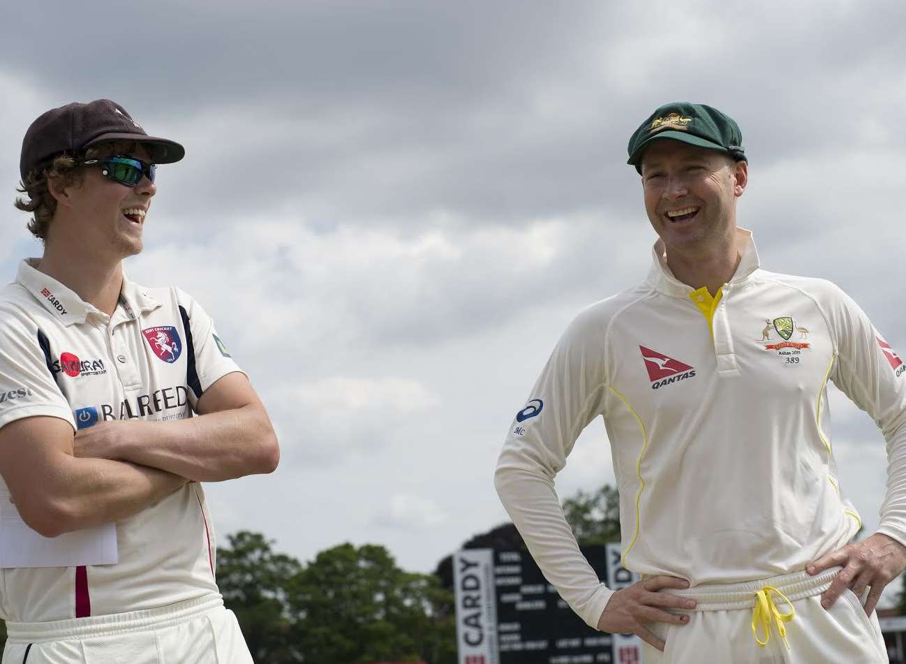 Kent captain Sam Northeast and his Australian counterpart Michael Clarke were all smiles at the toss Picture: Ady Kerry