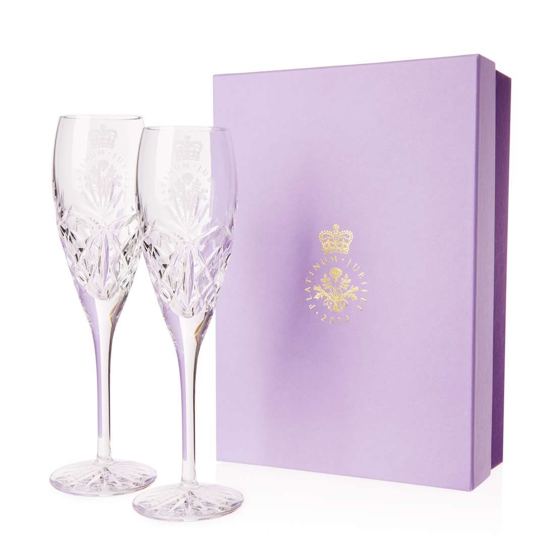 The £120 Platinum Jubilee champagne flutes (Royal Collection/HM Queen Elizabeth II 2022/PA)
