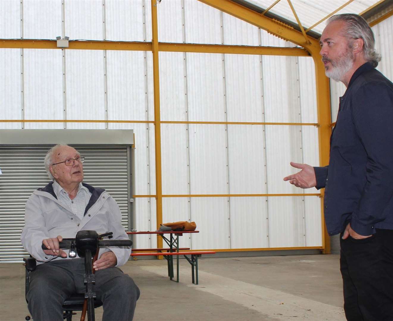 Carl Turner chats with Ron Sutton, 96, who worked at the Croford Coachbuilders for 34 years. (42627348)
