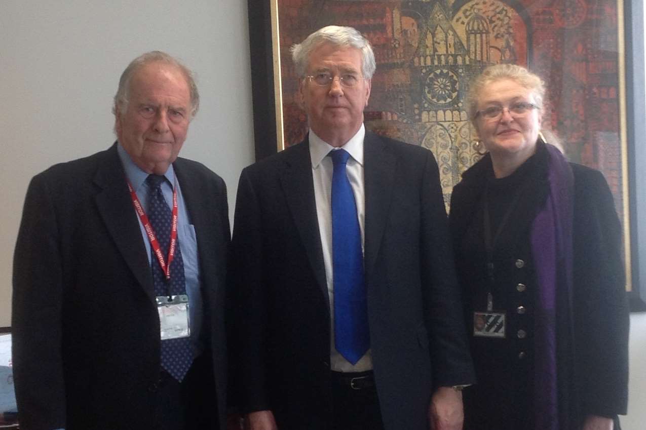 Business minister Michael Fallon with Thanet MPs Sir Roger Gale and Laura Sandys at the House of Commons.