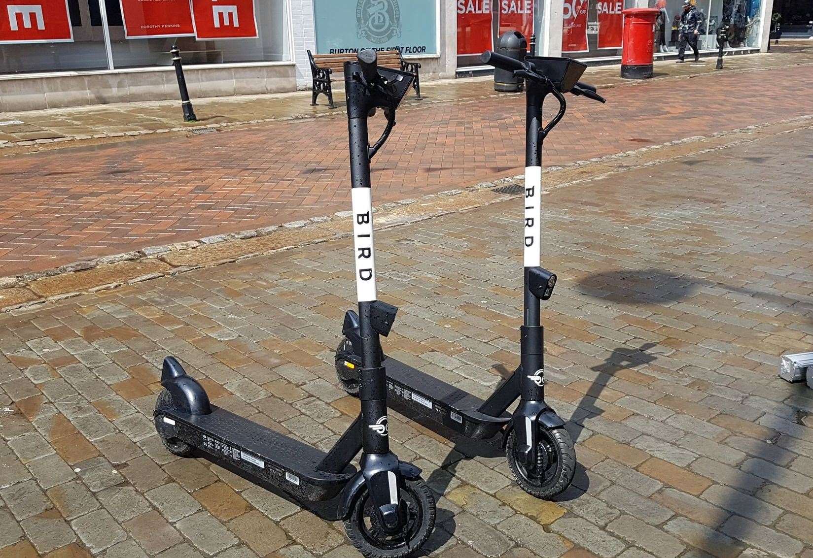 Bird e scooters in Canterbury city centre