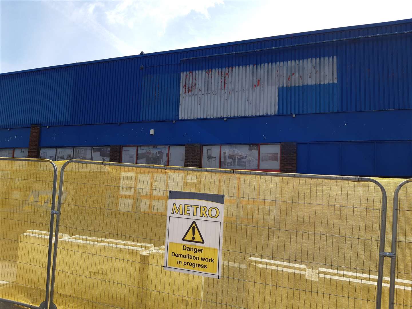 The former B&Q 'DIY Supercentre' sign can just about be seen on the side of the ex-HomePlus site