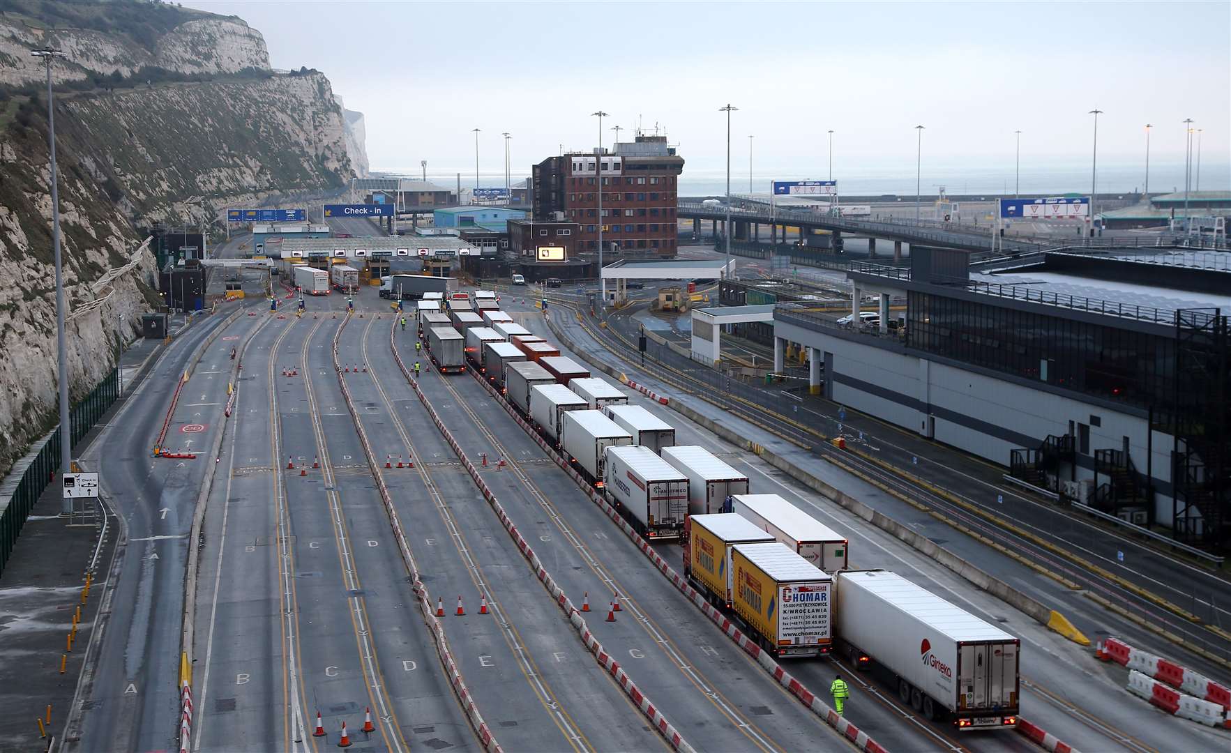 Lorries arrive at the Port of Dover (Gareth Fuller/PA)