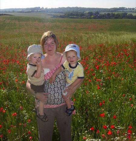 Nikki Phelps with twin boys Jack and Harry