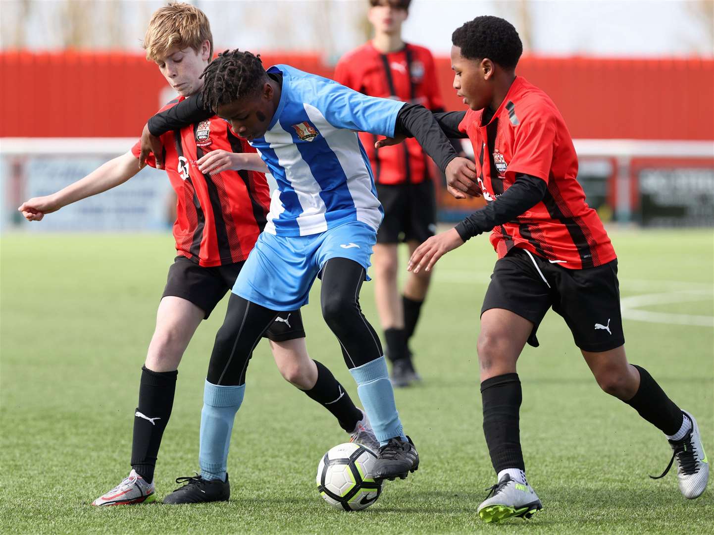 Metrogas under-13s come under pressure during their Kent Merit Under-13 Boys Cup Final.on Sunday. Picture: PSP Images