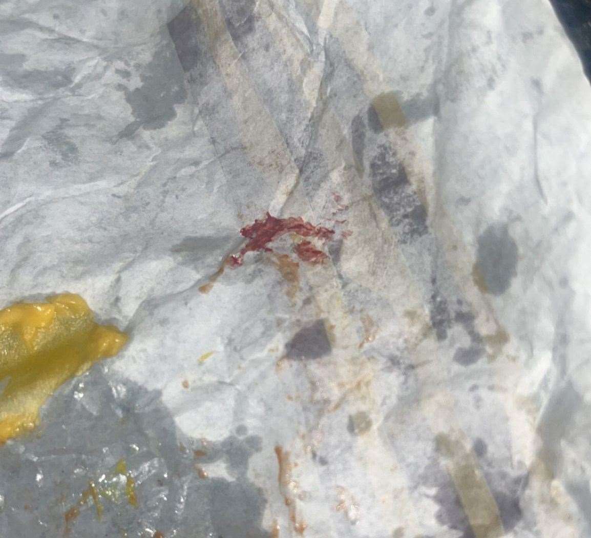 Human blood found on a wrapper of a triple cheeseburger bought at McDonald's in Minster, near Ramsgate. Picture: Lewis Laurence