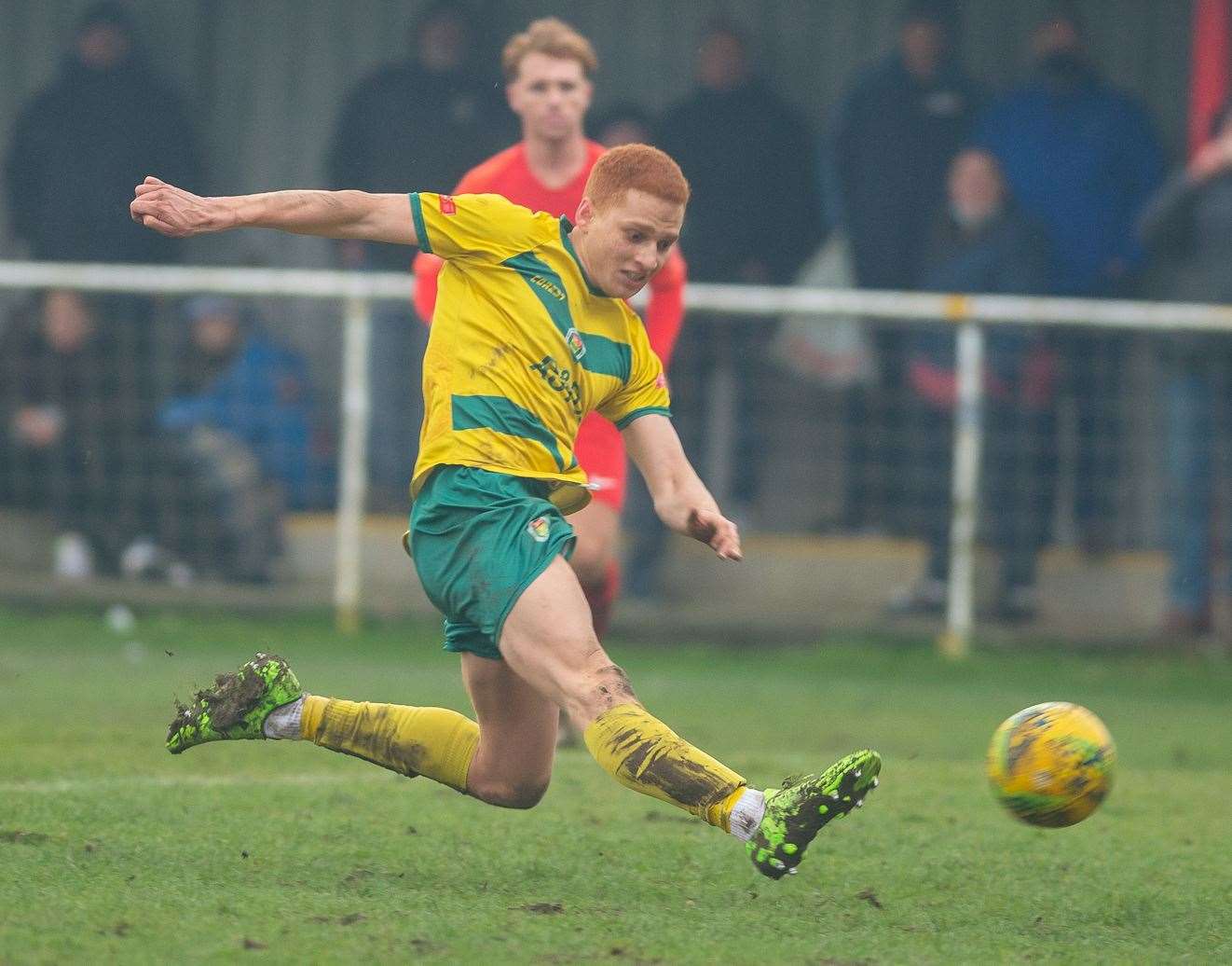Tashi-Jay Kwayie on the stretch during Ashford's win at Hythe Picture: Ashford United