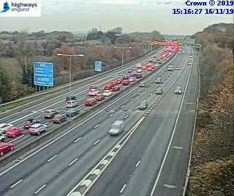 Traffic on the M25 anticlockwise. Picture: Highways England. (21777136)
