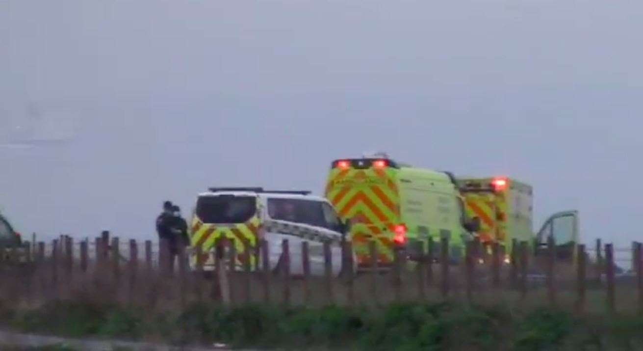 Emergency services are at a beach in Dover