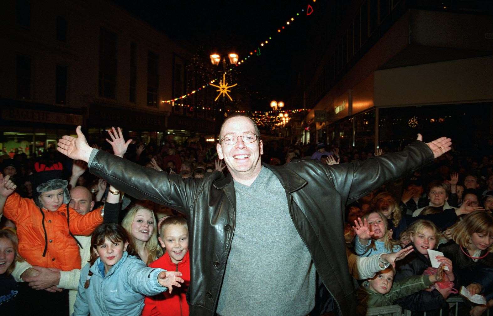 Eastenders star Adam Woodyatt at the Folkestone Christmas lights switch-on in 2001.