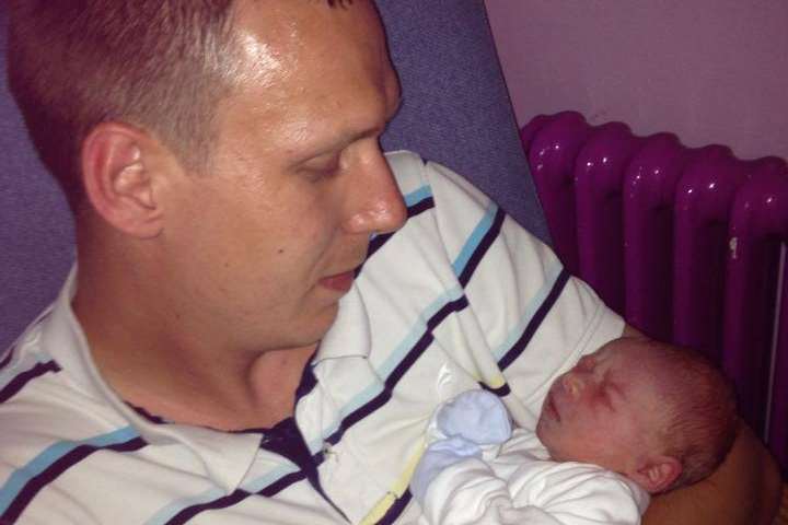 Proud dad David Mankelow with baby Lewis