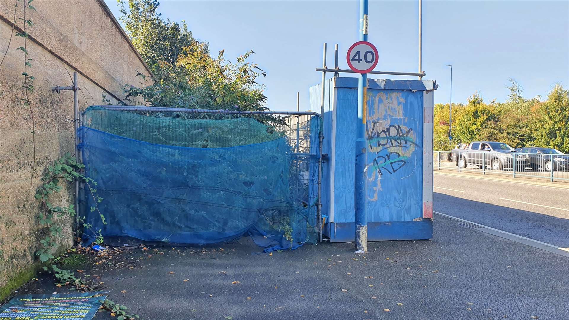 The blue hoardings in Pier Road, Gillingham have been described as an 'eyesore'