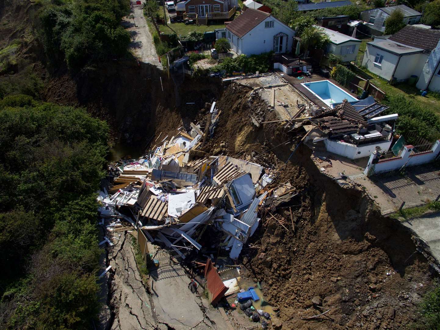 The house in Surf Crescent, Eastchurch, fell off the cliff. Picture: RLH Media