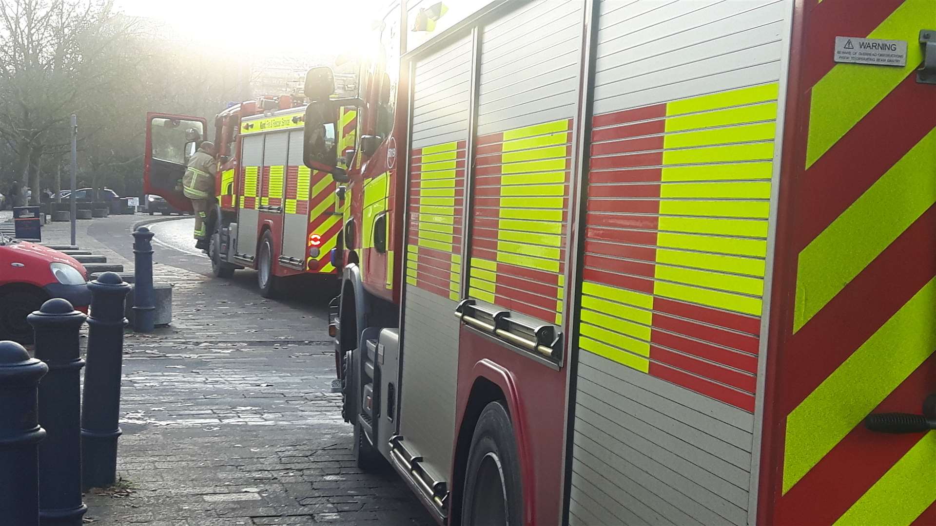 Fire crews outside Maidstone Crown Court