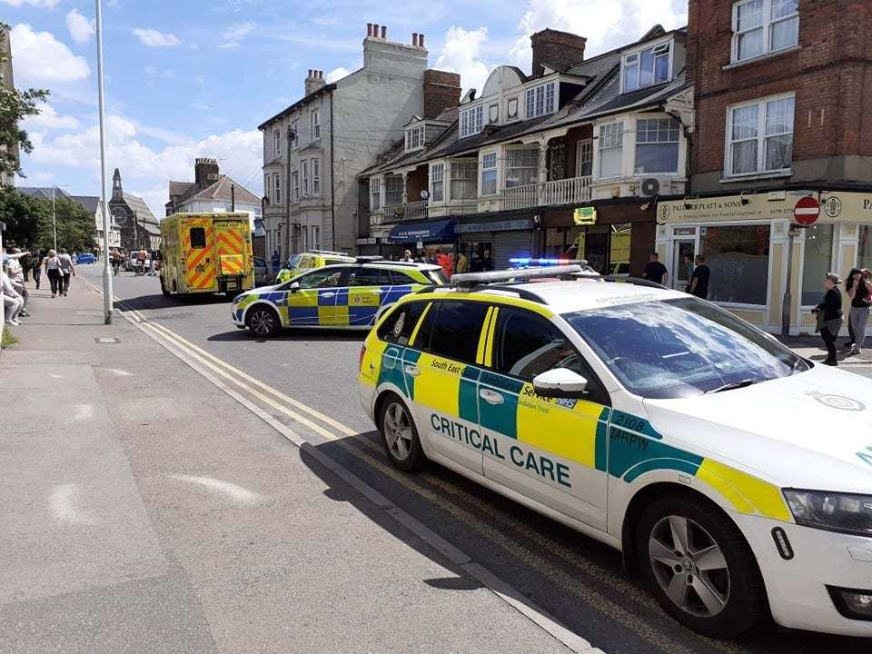 An ambulance, two critical care cars and a police car were called to the "medical incident". Picture: Phil Crowder