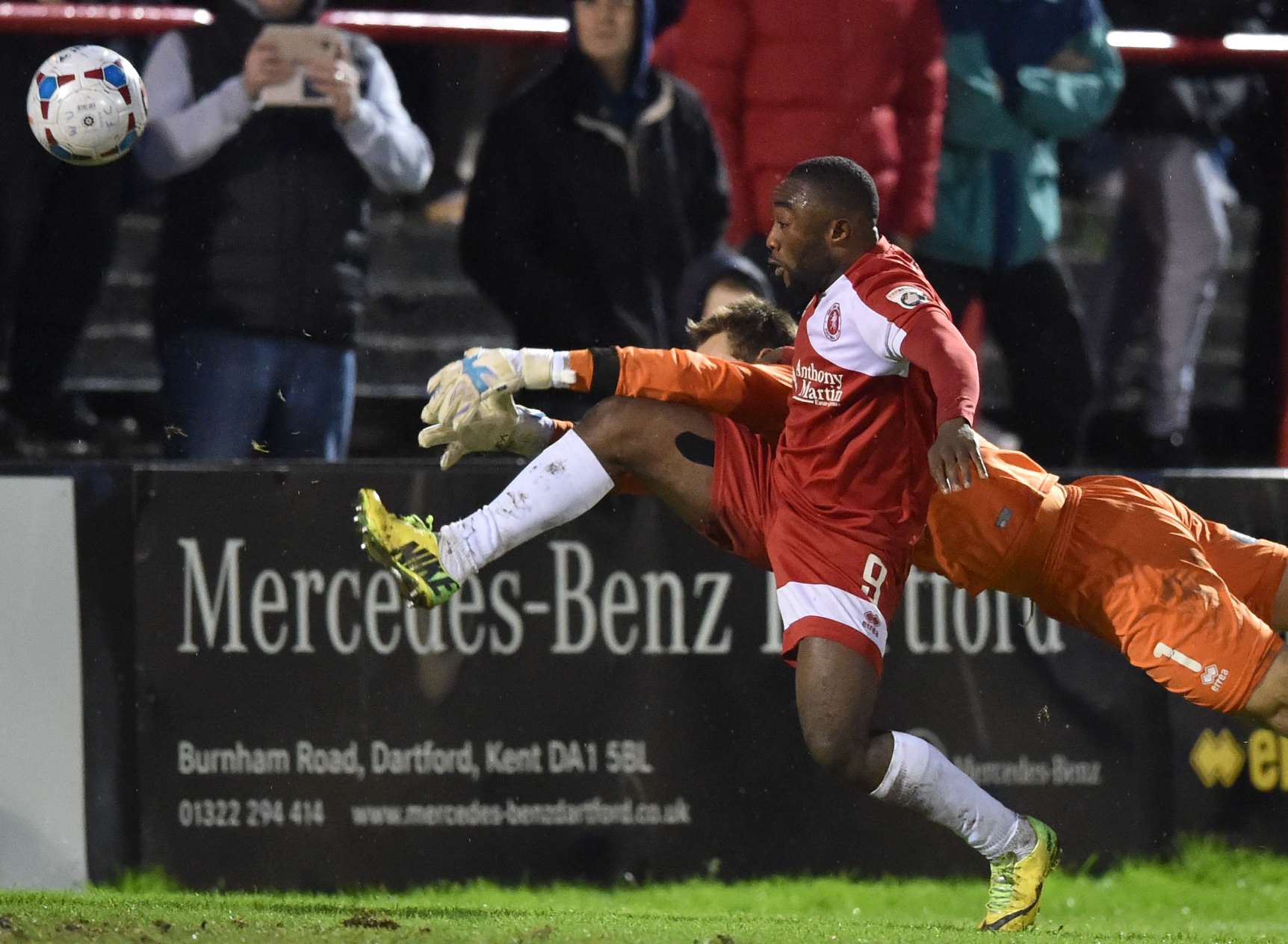 Sahr Kabba hits the bar in the second half. Picture: Keith Gillard