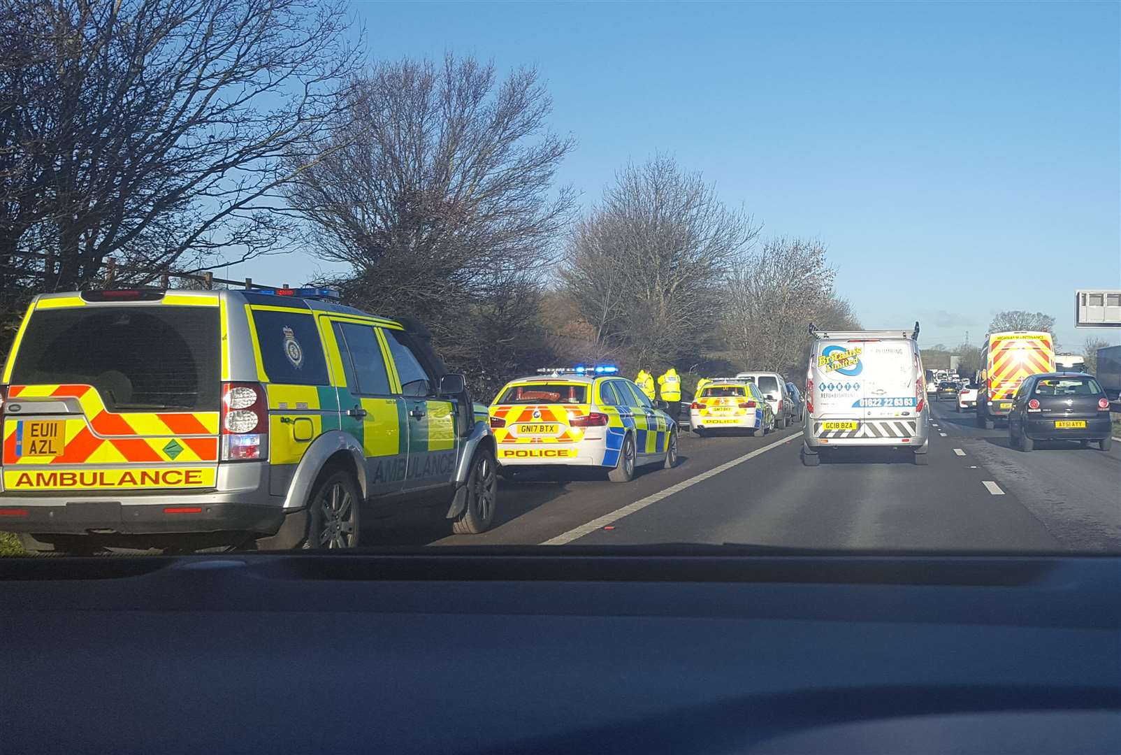 Emergency services at the scene of the M2 crash (7666538)