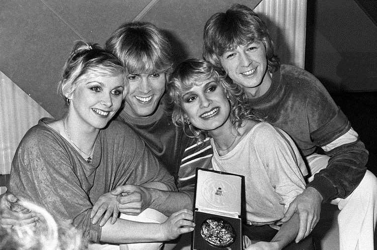 Bucks Fizz following their Eurovision Song Contest victory in 1981 (from left): Cheryl Baker, Mike Nolan, Jay Aston and Bobby G. Picture: PA