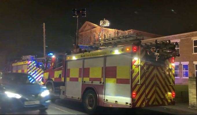 Fire crews at the water tower in Trinity Road, Sheerness. Picture: John Nurden