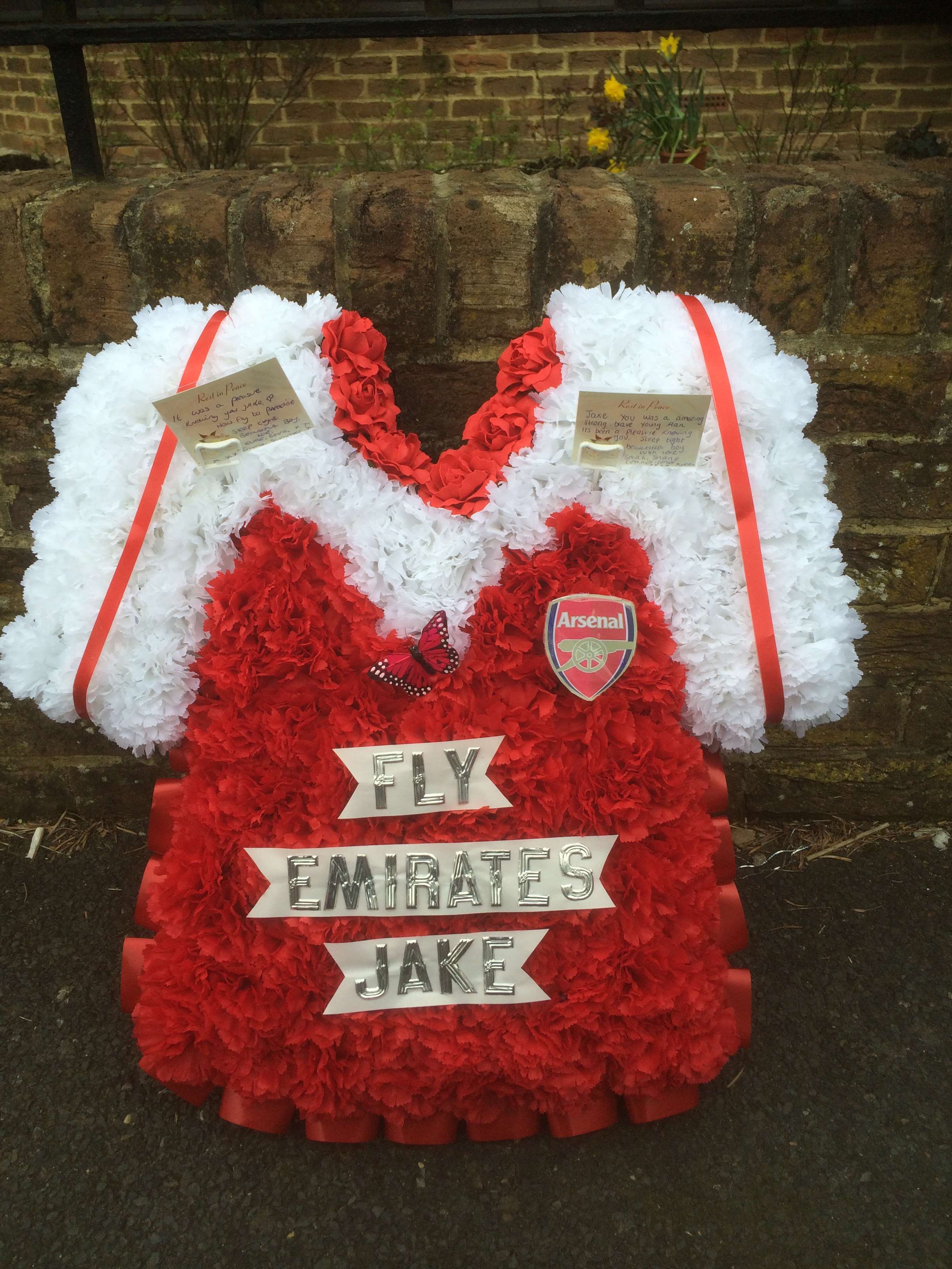 Floral tributes reflected Jake's love of the Gunners