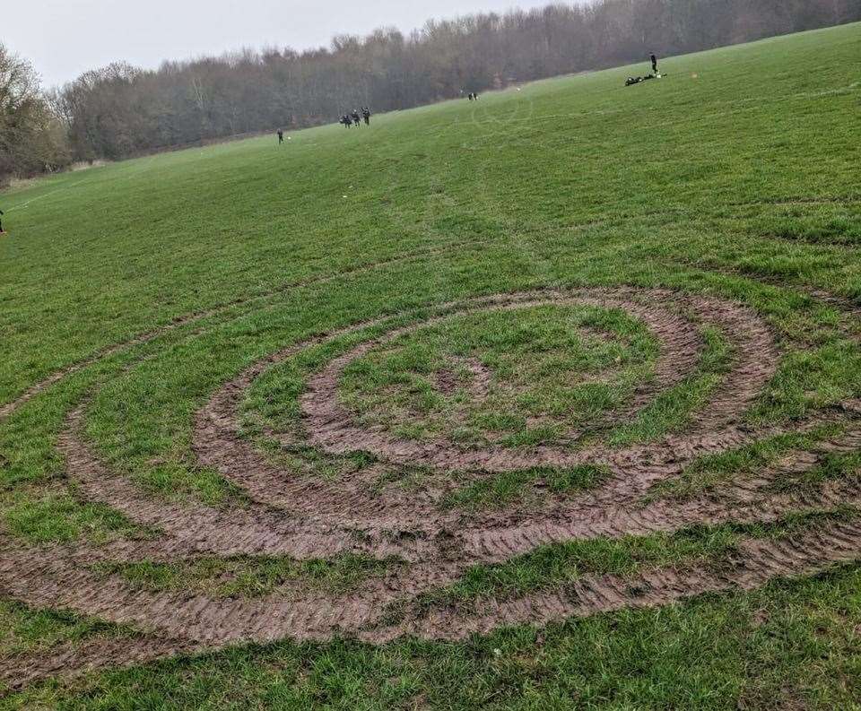 Lordswood Youth FC in Chatham was upset to find their pitch had been destroyed by quad-biking vandals