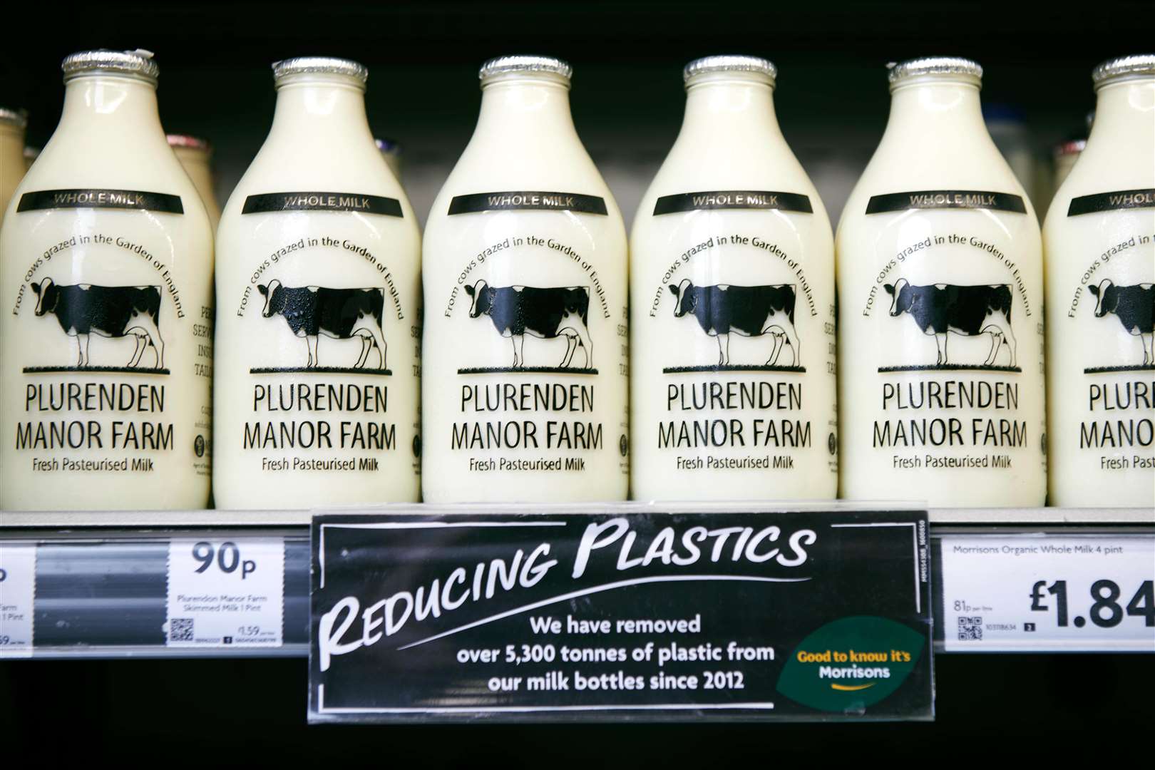 Alongside asking people to use refillable bottles, Morrisons is also trialling glass milk bottles