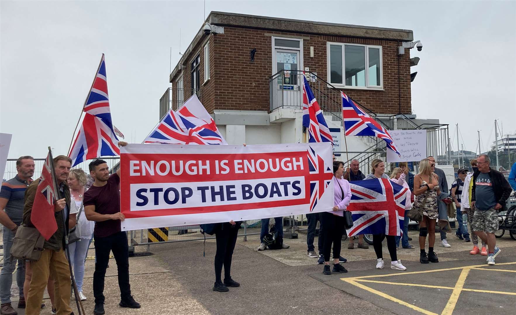 The protest happened outside the RNLI station in Dover marina