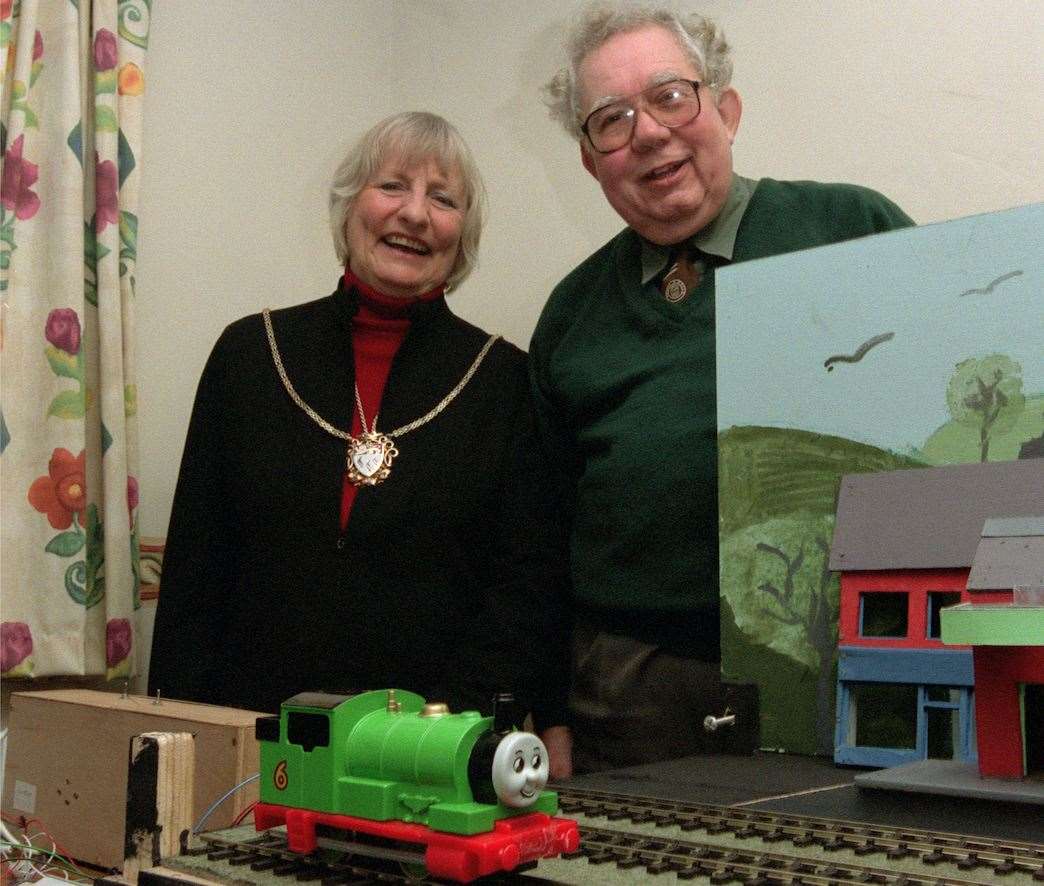 Former Lady Mayoress Anne Seller at a model rail exhibit back in 2001